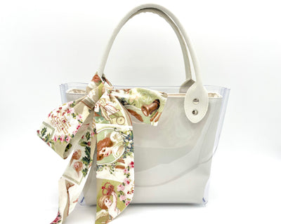 スカーフ付きハンドバッグ　クリアバッグ　透明バッグ　日本製　手作り　レディース　コンパクト　軽量　小さめバッグ キッカワ
